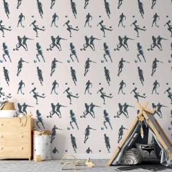 Tapete - Football Characters - Action and movement in silhouettes on a light background