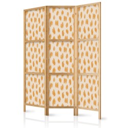Japanischer Paravent - Drawn Pattern in Dots and Spots - in Shades of Orange and Ecru