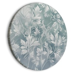 Rundes Bild - Ornaments in Worn Muted Turquoises: Delicate Plant Pattern