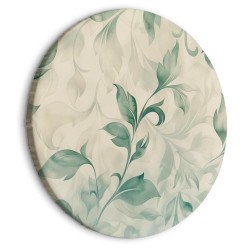 Rundes Bild - Watercolor Botanical Motif: Delicate Green-Beige Leaves