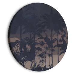 Rundes Bild - Evening in an exotic forest - Tropical greenery under the cover of night against the backdrop of mountaino