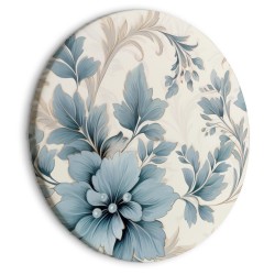 Rundes Bild - Turquoise Flowers in Retro Ambience Floristic Ornaments