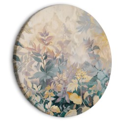 Rundes Bild - Tapestry Pattern with a Meadow and Flowers Kilim with a Spring Motif