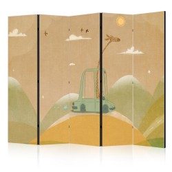 Paravent - Dreamy Traveler - Giraffe Driving a Car on a Beautiful Sunny Day