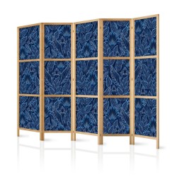 Japanischer Paravent - Dense Vegetation - Botanical Patterns in Illustrative Style Blue