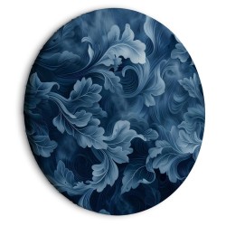 Rundes Bild - Abstract Ornaments Dark Blue Victorian Leaves