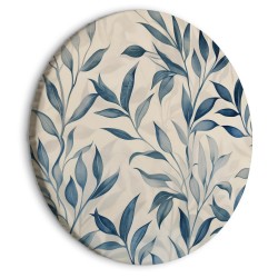 Rundes Bild - Leaves in Blue Colors Delicate Botanical Motif
