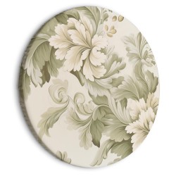 Rundes Bild - Retro Vintage Flowers in Delicate Cream and Green Colors
