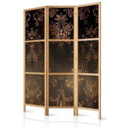 Japanischer Paravent - Floral Ornaments Carved in Delicate Sepia and Brown Shades