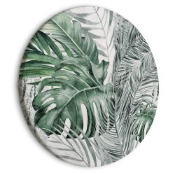 Rundes Bild - Exotic flora - A variety of tropical vegetation in shades of celadon and sage green/Dense jungle