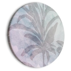 Rundes Bild - Palm trees in the fog - Palm trees among pastel clouds in purple and celadon tones/Misty tropics