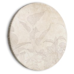 Rundes Bild - Muted exotic greenery - Delicate outlines of tropical shrubs on beige and sand background/Subtle exotic pl