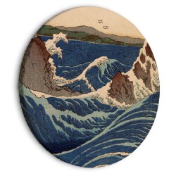 Rundes Bild - Woodcut Utagawa Hiroshige - Great Blue Wave