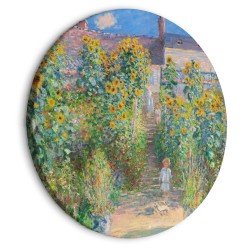 Rundes Bild - Claude Monet’s Garden at Vétheuil - Farmhouse With Sunflowers
