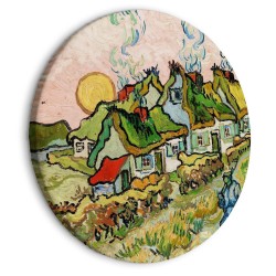 Rundes Bild - Thatched Cottages in the Sunshine Reminiscence of the North (Vincent van Gogh)