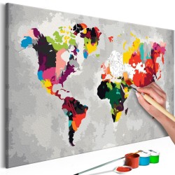 Malen nach Zahlen - World Map (Bright Colours)