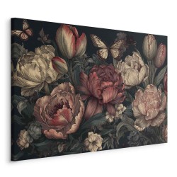 Leinwandbild - Flowers on a turquoise background