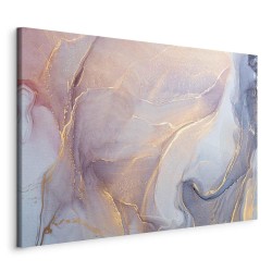 Leinwandbild - Pink and blue marble - abstract watercolour with gold accents