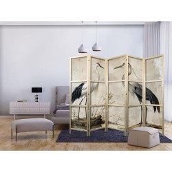 Japanischer Paravent - Birds from an old engraving - vintage-style illustration depicting a heron and a crane