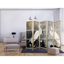 Japanischer Paravent - Herons and cherry blossoms - oriental-style illustration depicting birds