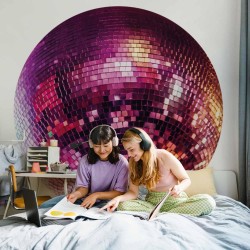 Runde Fototapete - Magenta disco ball