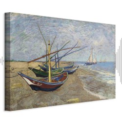 Leinwandbild - Vincent van Gogh – Fishing Boats on the Beach