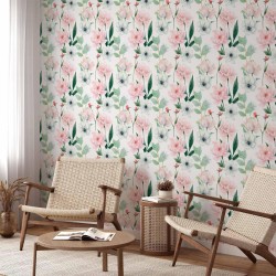 Tapete - Peonies on white background