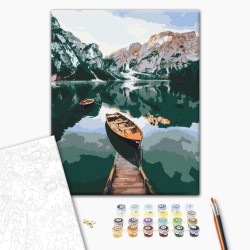 Malen nach Zahlen - Boats in the Dolomites