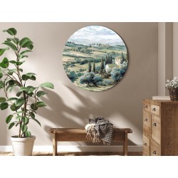Rundes Bild - Landscape with sunny green fields