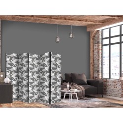 Paravent - Pastel birds - a delicate pattern of white and grey herons on a light pink background