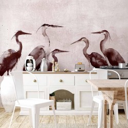 Fototapete - Herons painted with ink