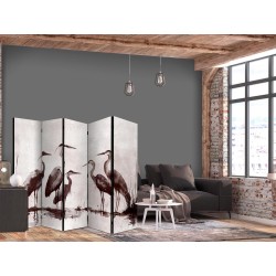 Paravent - Herons painted with ink