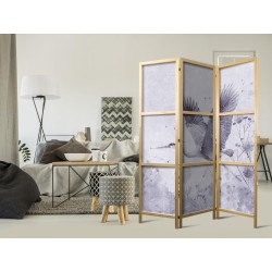 Japanischer Paravent - Majestic flight - a crane in flight in monochrome, cool colours