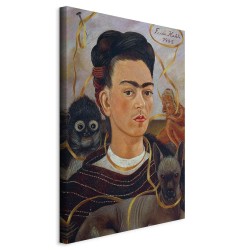 Leinwandbild - Frida Kahlo – Self-Portrait with Changuito