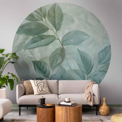 Runde Fototapete - Mint leaves: large botanical motif