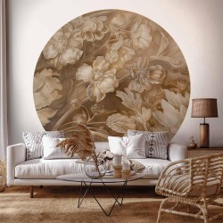Runde Fototapete - Carved plant and flower ornaments
