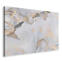 Leinwandbild - White stone – elegant marble with golden reflections