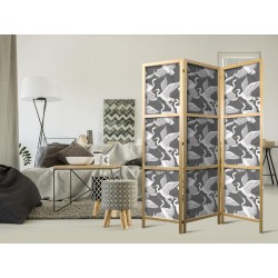 Japanischer Paravent - Pastel birds - a delicate pattern of white and grey herons on a light pink background