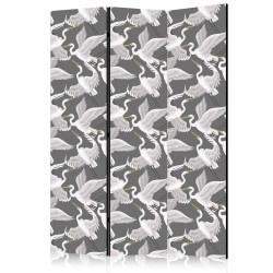 Paravent - Pastel birds - a delicate pattern of white and grey herons on a light pink background