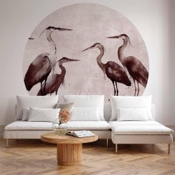 Runde Fototapete - Herons painted with ink