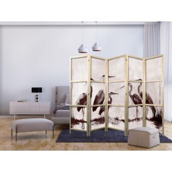 Japanischer Paravent - Herons painted with ink