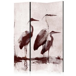 Raumteiler Paravent - Herons painted with ink