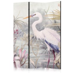 Paravent - Heron wading in a pond – illustration in bright colours