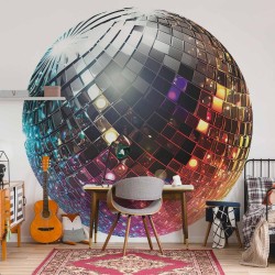 Runde Fototapete - Silver disco ball