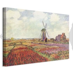 Leinwandbild - Claude Monet – Tulip Fields with Windmill
