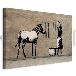 Leinwandbild - Banksy: Washing Zebra on Concrete (1 Part) Wide