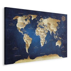 Leinwandbild - World Map: The Dark Blue Depths