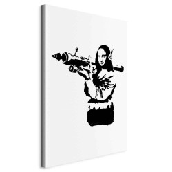 Leinwandbild - Banksy Mona Lisa with Rocket Launcher (1 Part) Vertical