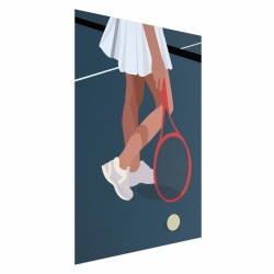 Poster - Tennis Player with a Red Racket on the Court - Illustration