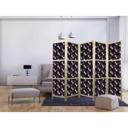 Japanischer Paravent - Birds Among Flowers - Pheasants Surrounding Peonies - Purple